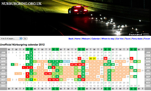 2012 Nurburgring TF calendar