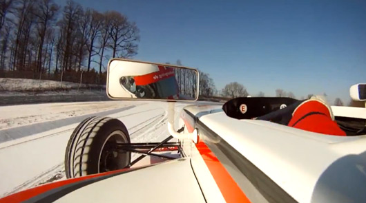 Andy Gulden in Nurburgring Formula Car on a snowy Nordschleife
