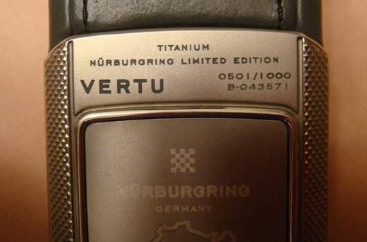 Vertu mobile phone - Racetrack Legends Nurburgring Limited Edition