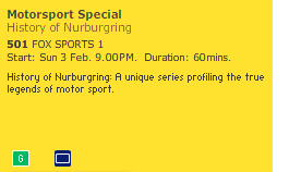 History of Nurburgring - 9pm Sunday 3 February